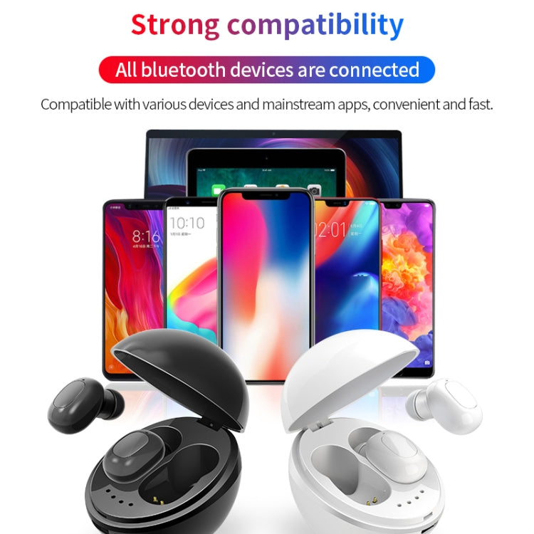 A10 TWS Space Capsule Shape Wireless Bluetooth Earphone with Magnetic Charging Box & Lanyard, Support HD Call & Automatic Pairing Bluetooth(Black White) by buy2fix