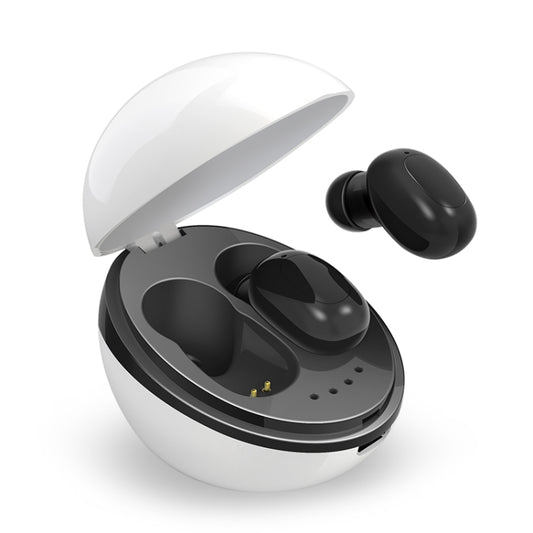 A10 TWS Space Capsule Shape Wireless Bluetooth Earphone with Magnetic Charging Box & Lanyard, Support HD Call & Automatic Pairing Bluetooth(White + Black) by buy2fix