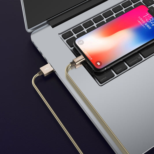 JOYROOM S-M369 Simple Series 2.4A 8 Pin Nylon Braided Data Cable, Length: 1.2m (Gold) by JOYROOM