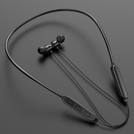Bluetooth 5.1 Round Wire Neck-mounted Bluetooth Sports Earphone with Magnetic Function(Black) by buy2fix