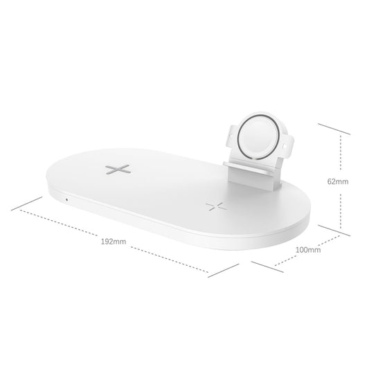 A04 3 in 1 Multi-function Qi Standard Wireless Charger for Mobile Phones & iWatch & AirPods (White) by buy2fix