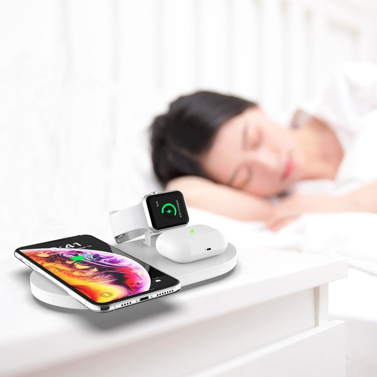A04 3 in 1 Multi-function Qi Standard Wireless Charger for Mobile Phones & iWatch & AirPods (White) by buy2fix