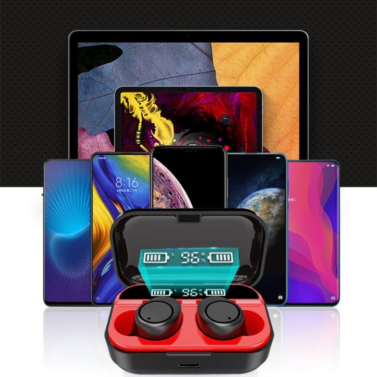 X5 TWS Bluetooth V5.0 Wireless Stereo Headset with Charging Case and Digital Display, Support Intelligent Pairing(Black Red) by buy2fix