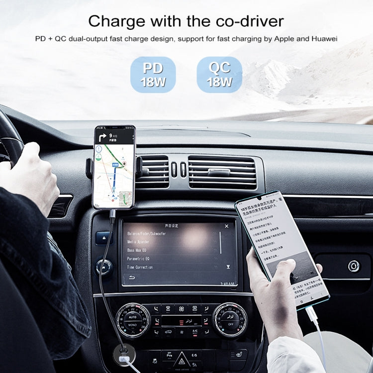 awei C-822 18W PD 8 Pin + 18W QC 3.0 USB Interface Car Charger(Black) by awei