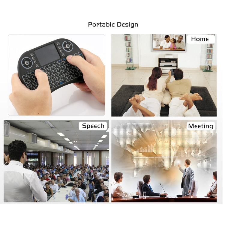 2.4GHz Mini i8 Wireless QWERTY Keyboard with Colorful Backlight & Touchpad & Multimedia Control for PC, Android TV BOX, X-BOX Player, Smartphones(Black) by buy2fix