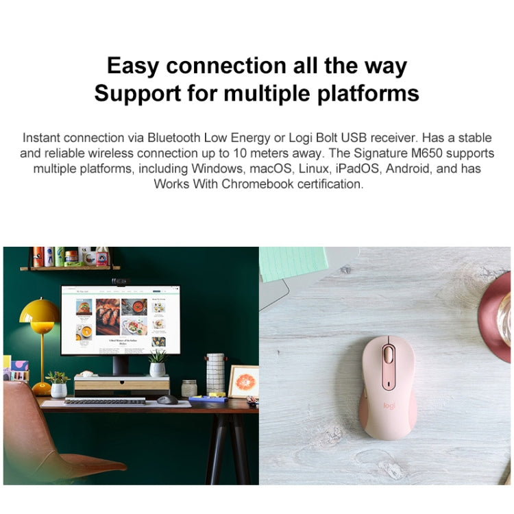 Logitech M650 5-keys 2000 DPI Wireless Bluetooth Silent Mouse (White) by Logitech