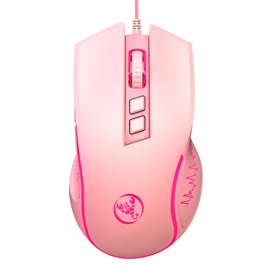 HXSJ X100 7-buttons 3600 DPI Cool Glowing Wired Gaming Mouse, Cable Length: 1.5m (Pink) by HXSJ