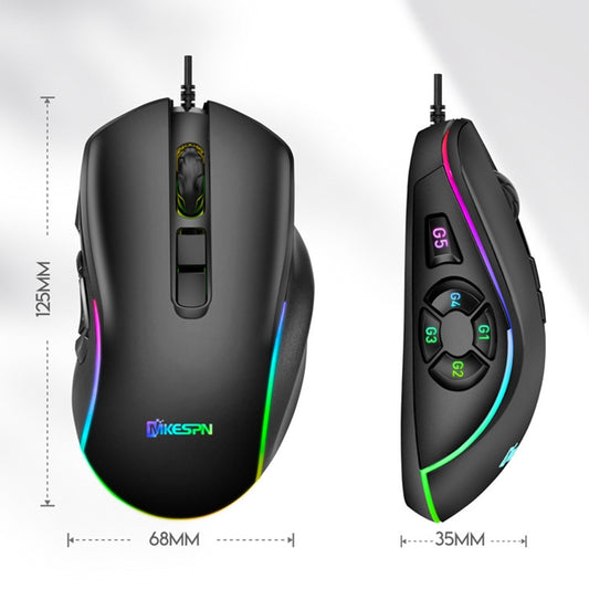 MKESPN X9 10 Buttons 7200DPI RGB Macro Definition Gaming Wired Mouse by MKESPN