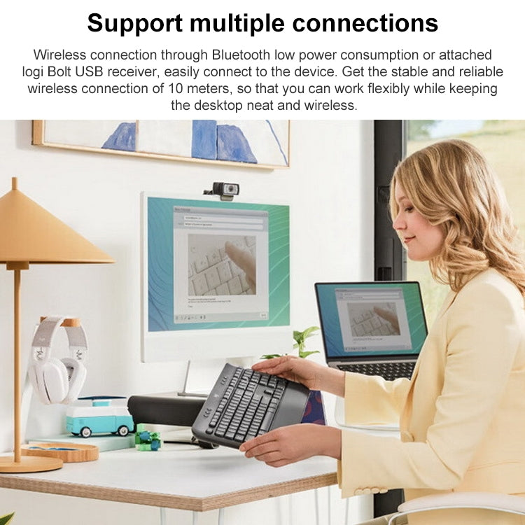 Logitech K650 Wireless Bluetooth Dual Mode Silent Keyboard (White) by Logitech