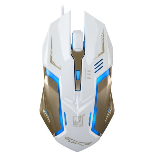 Chasing Leopard K1 USB 1600DPI Three-speed Adjustable LED Backlight Mute Wired Optical Gaming Mouse, Length: 1.3m(White) by Chasing Leopard