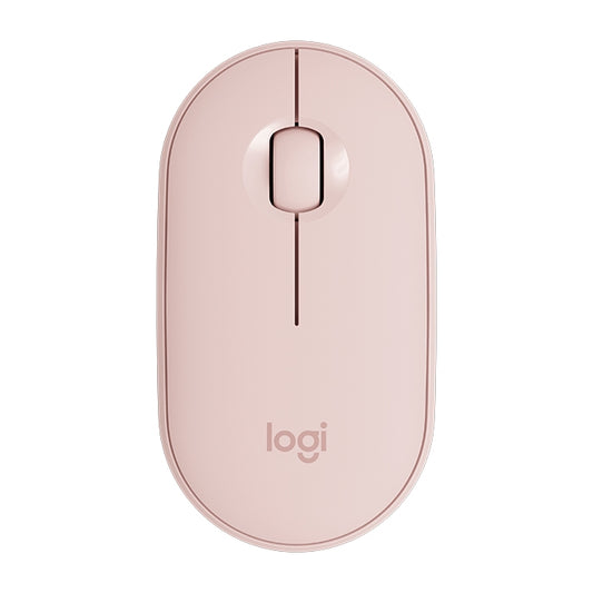 Logitech Pebble Cobblestone Shape Thin 3-keys 1000DPI Mute Wireless Bluetooth Optical Mouse, Wireless Range: 10m (Pink) by Logitech