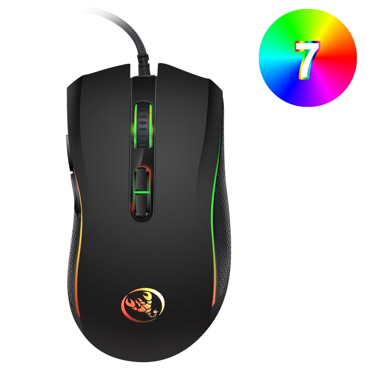 HXSJ A869 Colorful Glowing Wired Game 7-Keys 3200 DPI Adjustable Ergonomics Optical Mouse by HXSJ