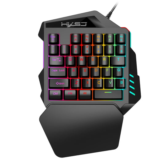 HXSJ V100 Universal One-hand 35-Keys Mechanical Blue Axis Seven-color Backlight Wired Gaming Keyboard, Length: 1.6m by HXSJ