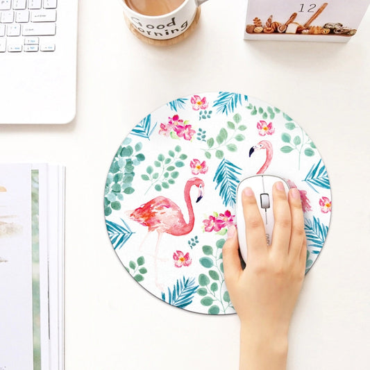 Printed Flamingo Pattern Circular Mouse Pad, Diameter: 22cm by buy2fix