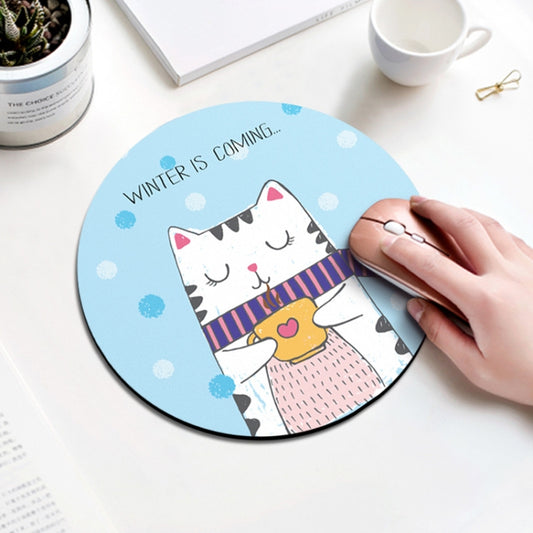 Coffee Cat Pattern Circular Mouse Pad, Diameter: 22cm by buy2fix