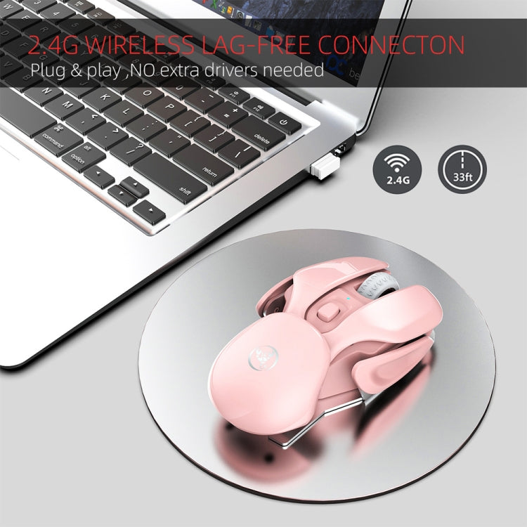 HXSJ T37 2.4GHz 1600dpi 3-modes Adjustable Wireless Mute Mouse (Pink) by HXSJ