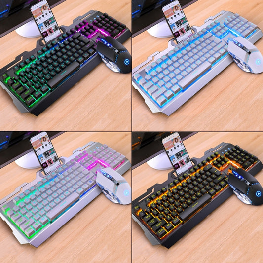 YINDIAO V2 Mechanical Feel Gaming Keyboard Mouse Set (Black Rainbow Light) by YINDIAO