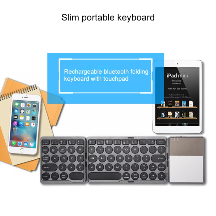 GK408 Three-fold Rechargeable Wireless Bluetooth Keyboard with Touchpad, Support Android / IOS / Windows (Black Grey) by buy2fix