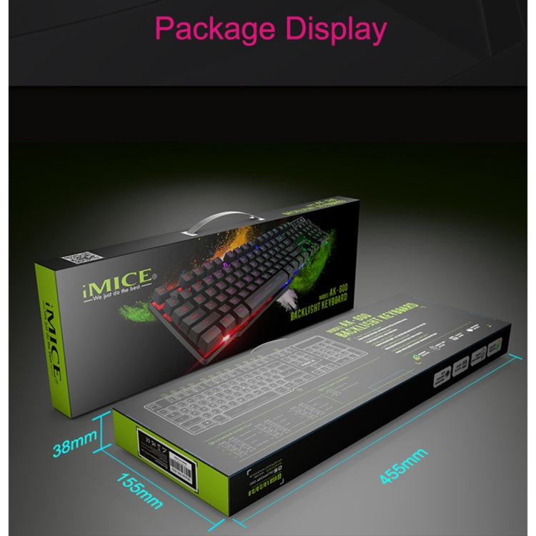 iMICE AK-600 Wired USB Floating Keycap Characters Glow Backlit Gaming Keyboard(Black) by iMICE