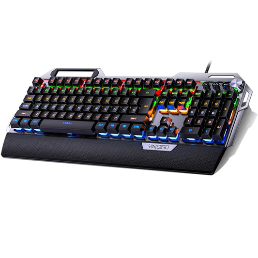 YINDIAO K100 USB Metal Mechanical Gaming Wired Keyboard, Mixed Light Blue Shaft(Black) by YINDIAO