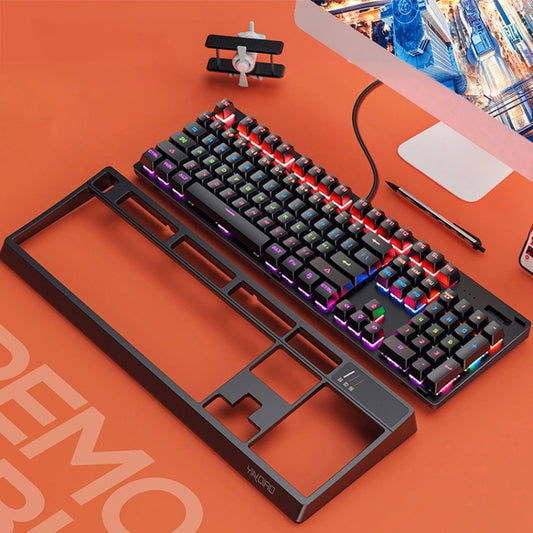 YINDIAO K300 USB Detachable Panel Mechanical Lighting Blue Shaft Gaming Wired Keyboard(Black) by YINDIAO