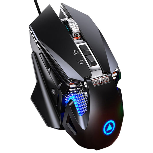 YINDIAO G10 7200DPI 7-modes Adjustable 7-keys RGB Light Wired Metal Mechanical Hard Core Macro Mouse, Style: Audio Version(Black) by YINDIAO