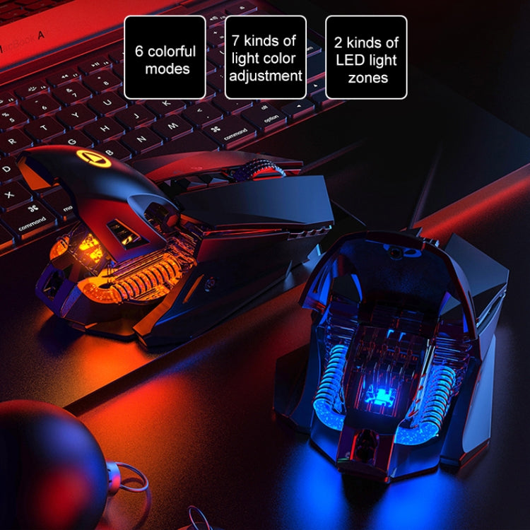 YINDIAO G10 7200DPI 7-modes Adjustable 7-keys RGB Light Wired Metal Mechanical Hard Core Macro Mouse, Style: Audio Version(Black) by YINDIAO