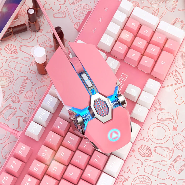 YINDIAO 3200DPI 4-modes Adjustable 7-keys RGB Light Wired Gaming Mechanical Mouse, Style: Audio Version (Pink) by YINDIAO