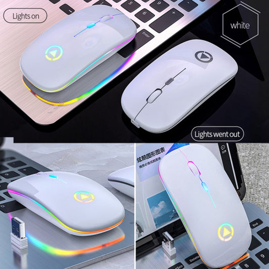 YINDIAO A2 2.4GHz 1600DPI 3-modes Adjustable RGB Light Rechargeable Wireless Silent Mouse (White) by YINDIAO