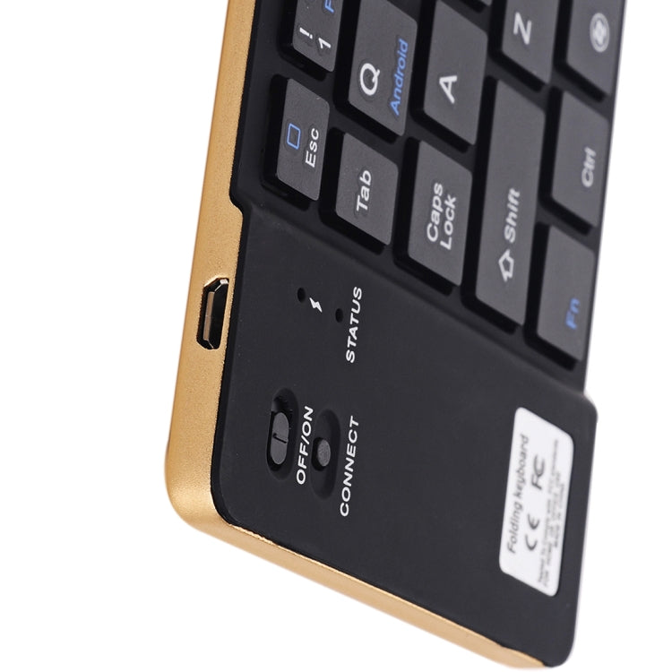 GK228 Ultra-thin Foldable Bluetooth V3.0 Keyboard, Built-in Holder, Support Android / iOS / Windows System (Gold) by buy2fix