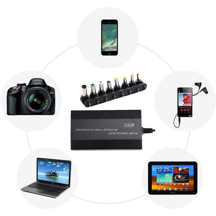 Laptop Notebook Power 100W Universal Charger with Car Charger & AC Power Adapter & 8 Power Adapters & 1 USB Port for Samsung, Sony, Asus, Acer, IBM, HP, DELL, EU Plug by buy2fix