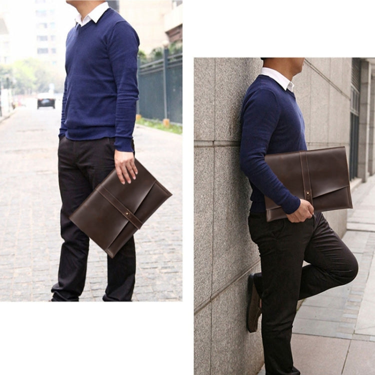 Universal Genuine Leather Business Power Adapter Laptop Tablet Bag with Cable Winder, For 15.4 inch and Below Macbook, Samsung, Lenovo, Sony, DELL Alienware, CHUWI, ASUS, HP by buy2fix