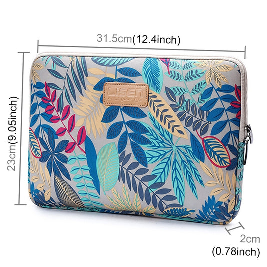 Lisen 12 inch Sleeve Case Colorful Leaves Zipper Briefcase Carrying Bag for iPad, Macbook, Samsung, Lenovo, Sony, DELL Alienware, CHUWI, ASUS, HP, 12 inch and Below Laptops / Tablets(Grey) by buy2fix