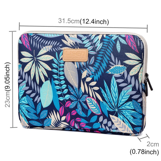Lisen 12 inch Sleeve Case Colorful Leaves Zipper Briefcase Carrying Bag for iPad, Macbook, Samsung, Lenovo, Sony, DELL Alienware, CHUWI, ASUS, HP, 12 inch and Below Laptops / Tablets(Blue) by buy2fix