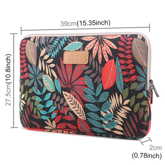 Sleeve Case Colorful Leaves Zipper Briefcase Carrying Bag for Macbook, Samsung, Lenovo, Sony, DELL Alienware, CHUWI, ASUS, HP, 15.6 inch and Below Laptops(Black) by buy2fix