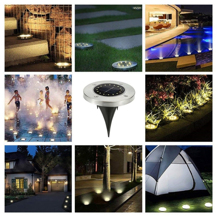 2 PCS 16 LEDs Solar Powered Buried Light Under Ground Lamp IP65 Waterproof Outdoor Garden Street Light (Warm White) by buy2fix