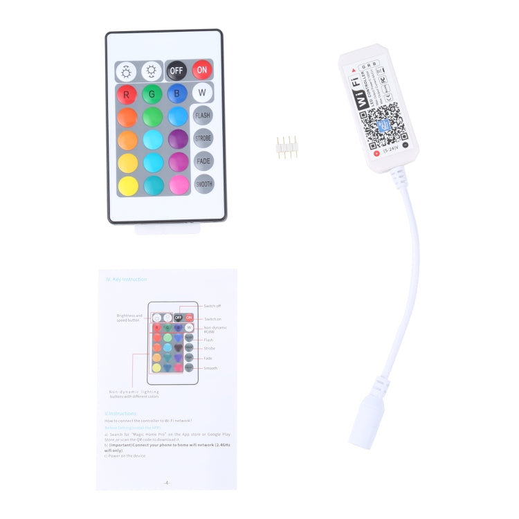 2.4G Smart Wifi LED RGB Controller with IR 24Keys Remote Control, 5-24V by buy2fix