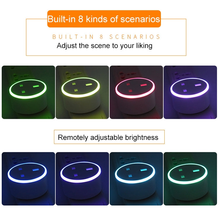 10A RGB Scene Light WiFi Remote Control Smart Socket Works with Alexa & Google Home, AC 220-240V, UK Plug by buy2fix
