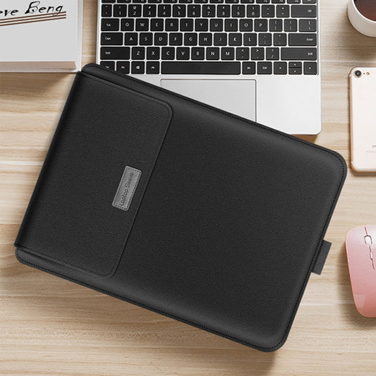 4 in 1 Universal Waterproof PU Leather Laptop Liner Bag with Handle & Stand & Pen Holder + 2 Winders + Mouse Bag + Charger Bag Set for 15 inch Laptops(Black) by buy2fix