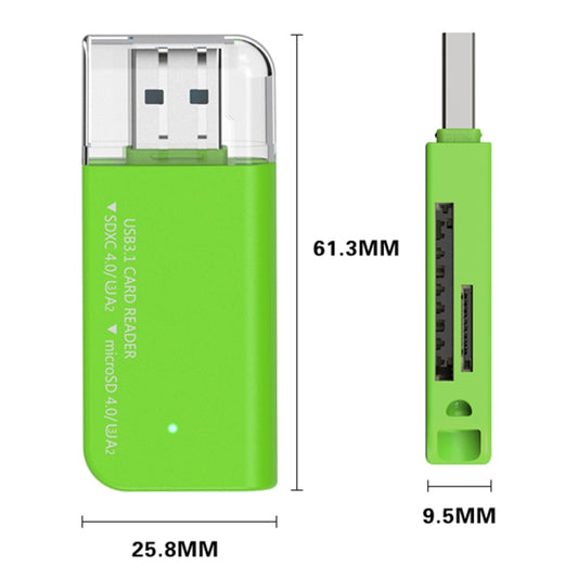 V30 / V60 / V90 USB3.1 Multifunction Card Reader Support SD / TF Card (Green) by buy2fix
