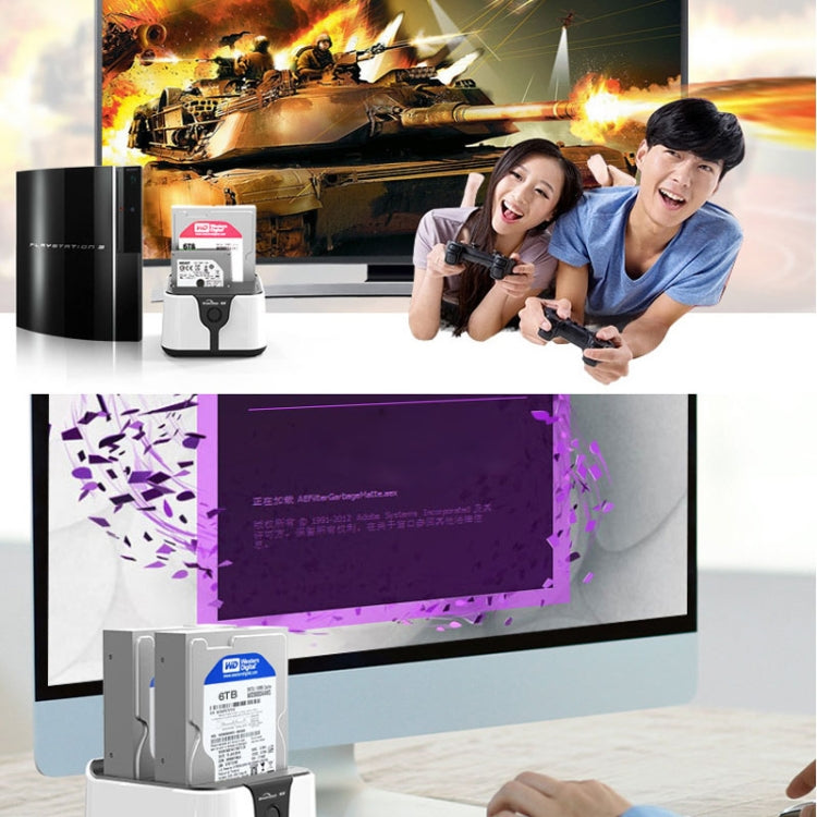 Blueendless 2.5 / 3.5 inch SATA USB 3.0 2 Bay Hard Drive Dock (US Plug) by Blueendless