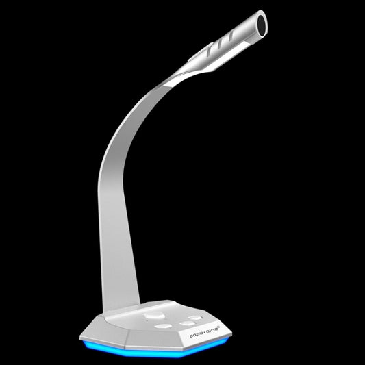 K3 Desktop Omnidirectional USB Wired Dual Mic Condenser Microphone with LED Night Light, Compatible with PC / Mac for Live Broadcast, Show, KTV, etc(Silver) by buy2fix