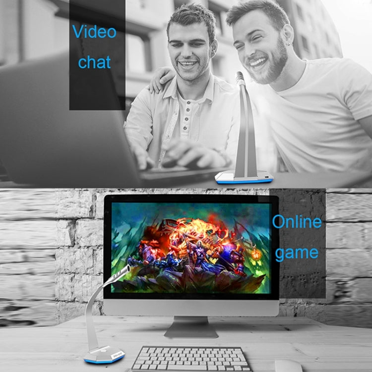 K3 Desktop Omnidirectional USB Wired Dual Mic Condenser Microphone with LED Night Light, Compatible with PC / Mac for Live Broadcast, Show, KTV, etc(Silver) by buy2fix