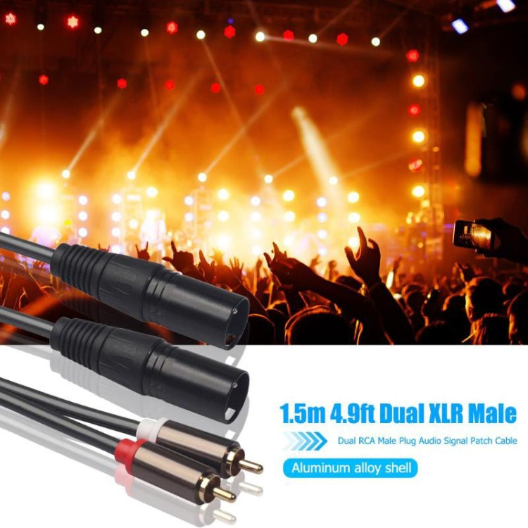 366120-15 2 RCA Male to 2 XLR 3 Pin Female Audio Cable, Length: 1.5m by buy2fix
