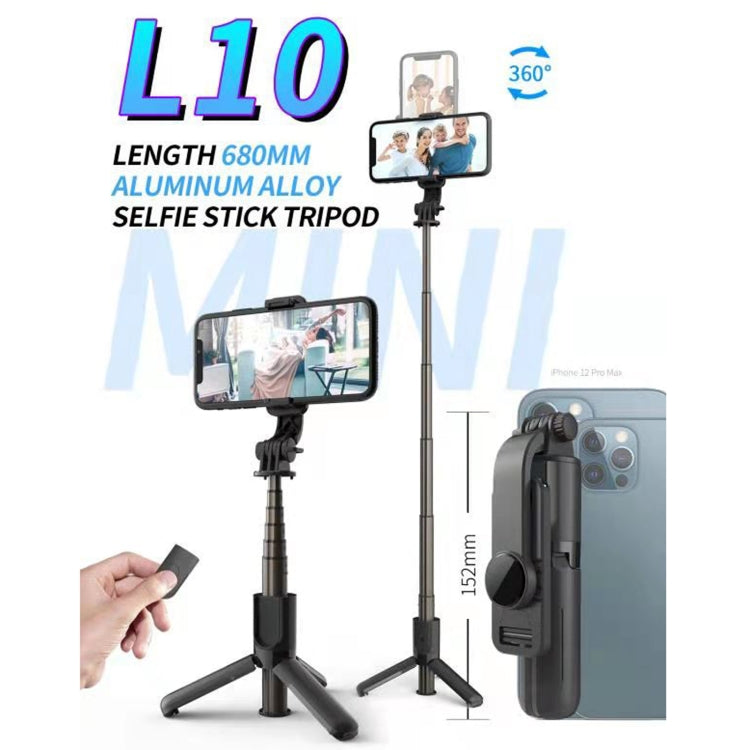 L10 Mini Bluetooth Selfie Stick Tripod Mobile Phone Holder (Black) by buy2fix