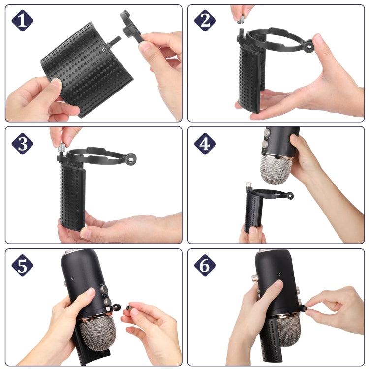 TEYUN PS-4x3 Condenser Microphone U-shaped Blowout Cover Desktop Bracket Audio Accessory Clip(Black) by TEYUN