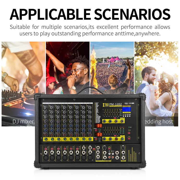 XTUGA PM1202 900W 10 Channel Stage Power Mixer 24Bit Multil-FX Processor Dual 99 DSP Effect DJ Amplifier (AU Plug) by XTUGA