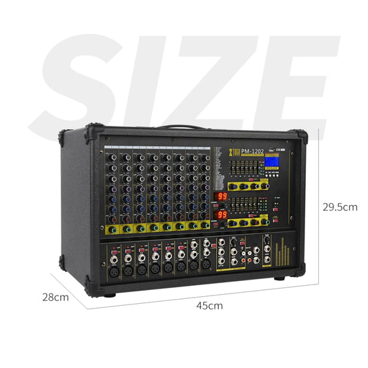XTUGA PM1202 900W 10 Channel Stage Power Mixer 24Bit Multil-FX Processor Dual 99 DSP Effect DJ Amplifier (EU Plug) by XTUGA
