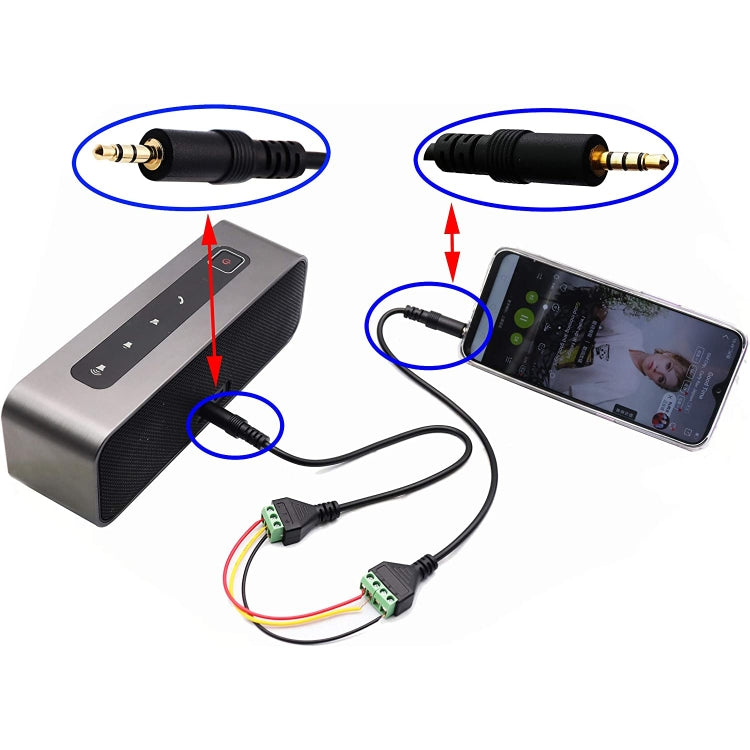 3.5mm 3 Pin Stereo Male to AV Screw Terminal Audio Jacks Terminal Male Lock Connector Cable, Length: 30cm by buy2fix