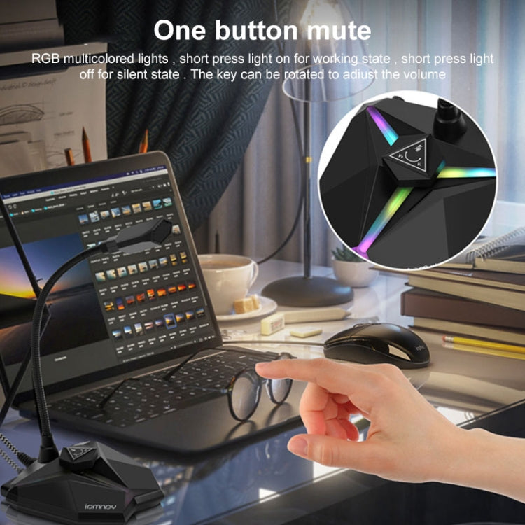 Yanmai G35 Adjustable Angle Omnidirectional Capacitive Gaming Microphone with RGB Colorful Lighting & Pluggable USB Cable, Cable Length: 1.35m by Yanmai